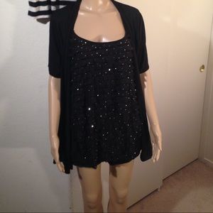 Women’s Judith Top 1-Piece Sparkle Shirt 2X Blouse Sparkly Ruffled